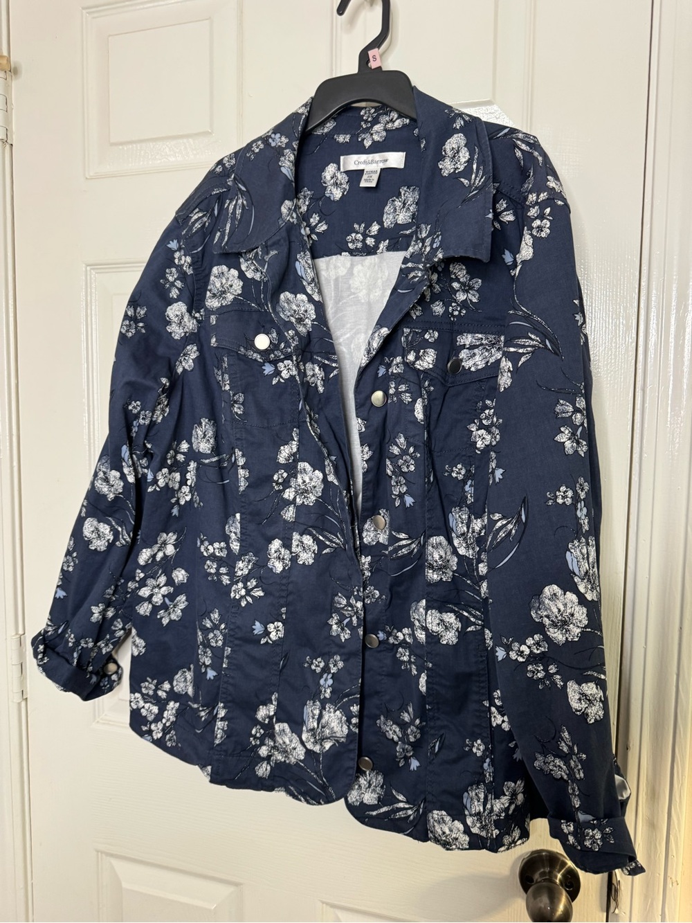 croft & barrow Navy Floral Jean Jacket